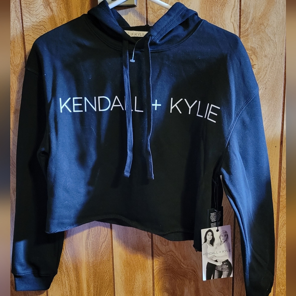 New Kendall + Kylie Black Hooded Sweatshirt, Women's Size Sm